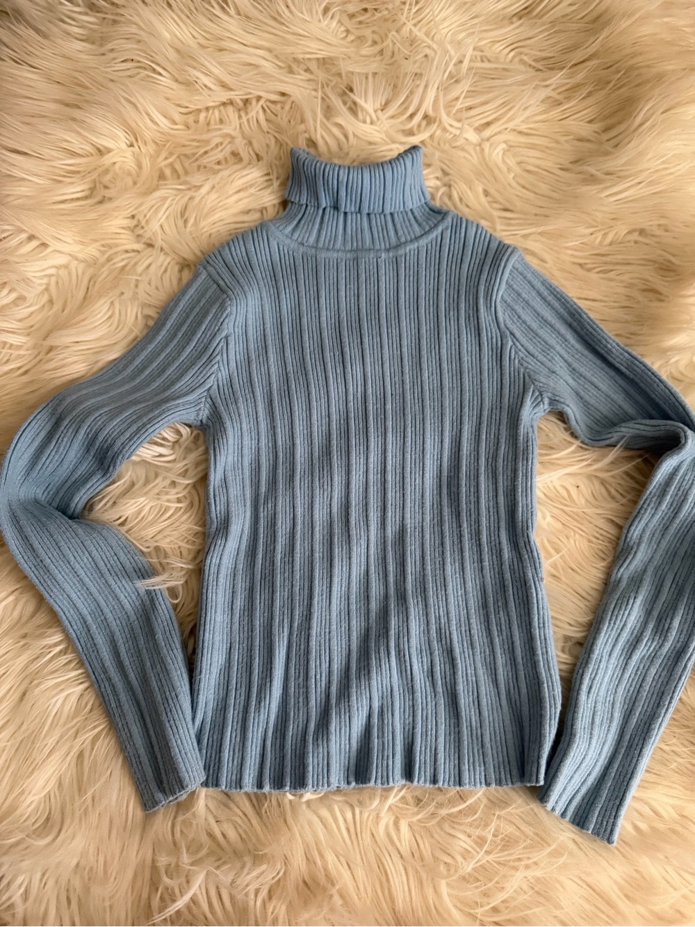 ZARA Girls Ribbed Turtleneck Sweater - Light Blue